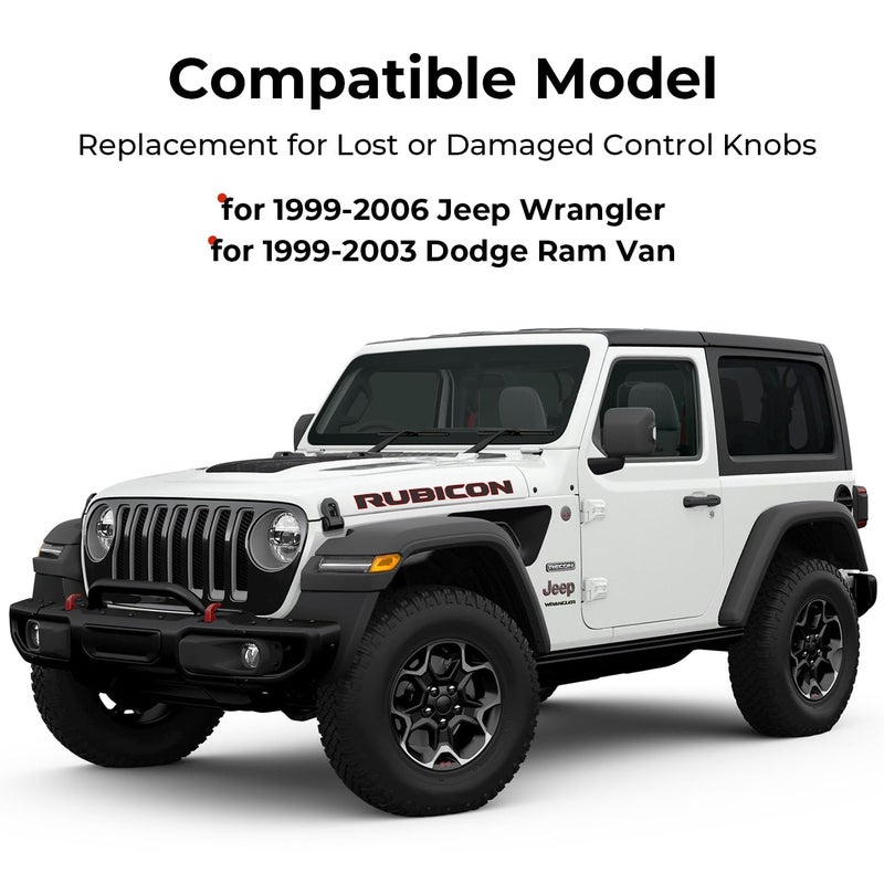 KARPAL Heater Air Conditioner Climate Control Knob Switch Compatible with 1999-2006 Jeep Wrangler/1999-2003 Dodge Ram Van (Pack of 3) - Image 2